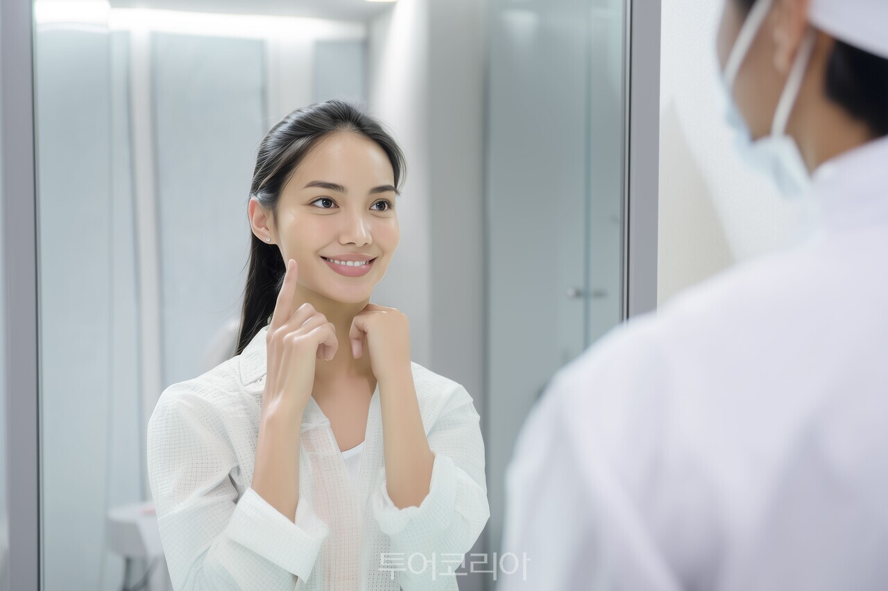 A foreigner comfortably receiving a beauty or medical treatment in Korea, similar to the one described in the article.