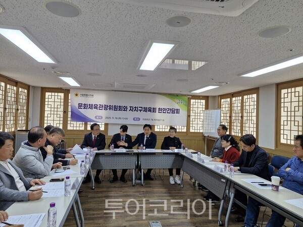 18일 열린 지역 체육 현안 해결을 위한 서울시의회 문화체육관광위원회 자치구 체육회 현안감담회  모습/사진= 서울시의회